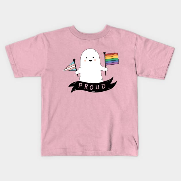 Happy Pride Ghost Kids T-Shirt by Little Spooky Studio